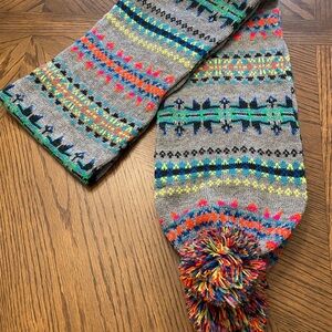 Colorful Knit Scarf with Pom Pom